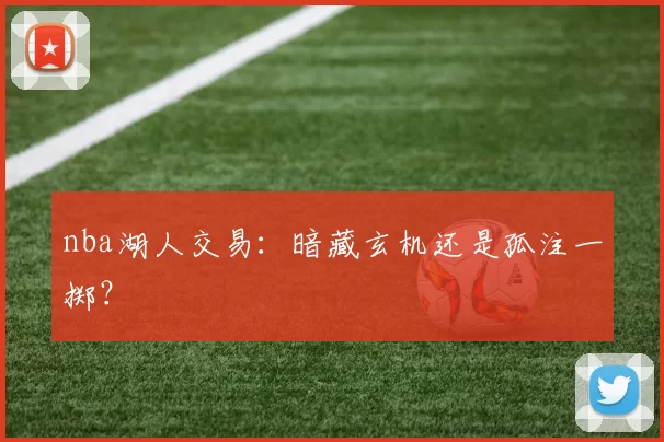 nba湖人交易：暗藏玄机还是孤注一掷？